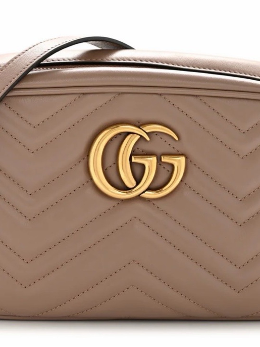 Gucci GG Marmont Chevron Leather Crossbody in Taupe - Picture 13 of 13
